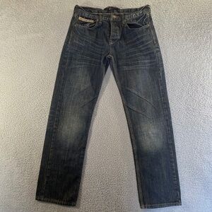 Buckle Black Jeans Mens 30x30 Blue Straight Leg Button Fly Classic Denim Cotton